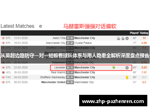 从英超边路防守一对一短板看球队体系与用人隐患全解析深度盘点报告