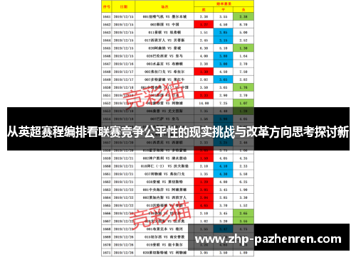 从英超赛程编排看联赛竞争公平性的现实挑战与改革方向思考探讨新